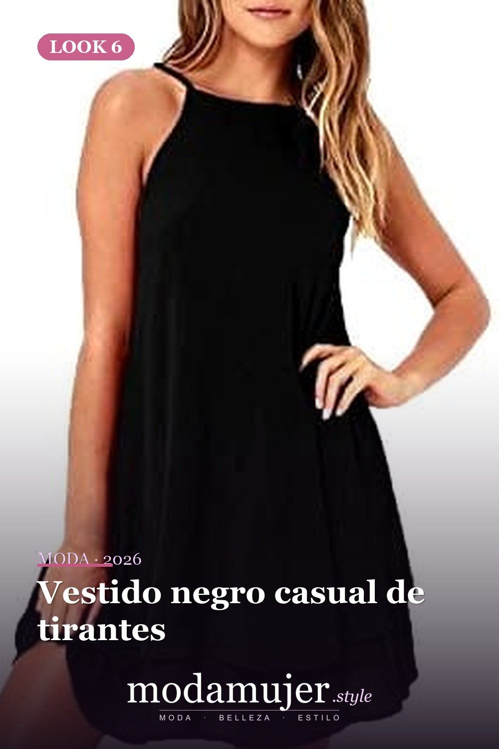 Vestido negro casual de tirantes — 25 ideas de trajes casuales de verano negro