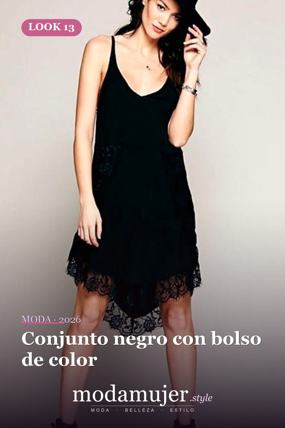 Conjunto negro con bolso de color — 25 ideas de trajes casuales de verano negro