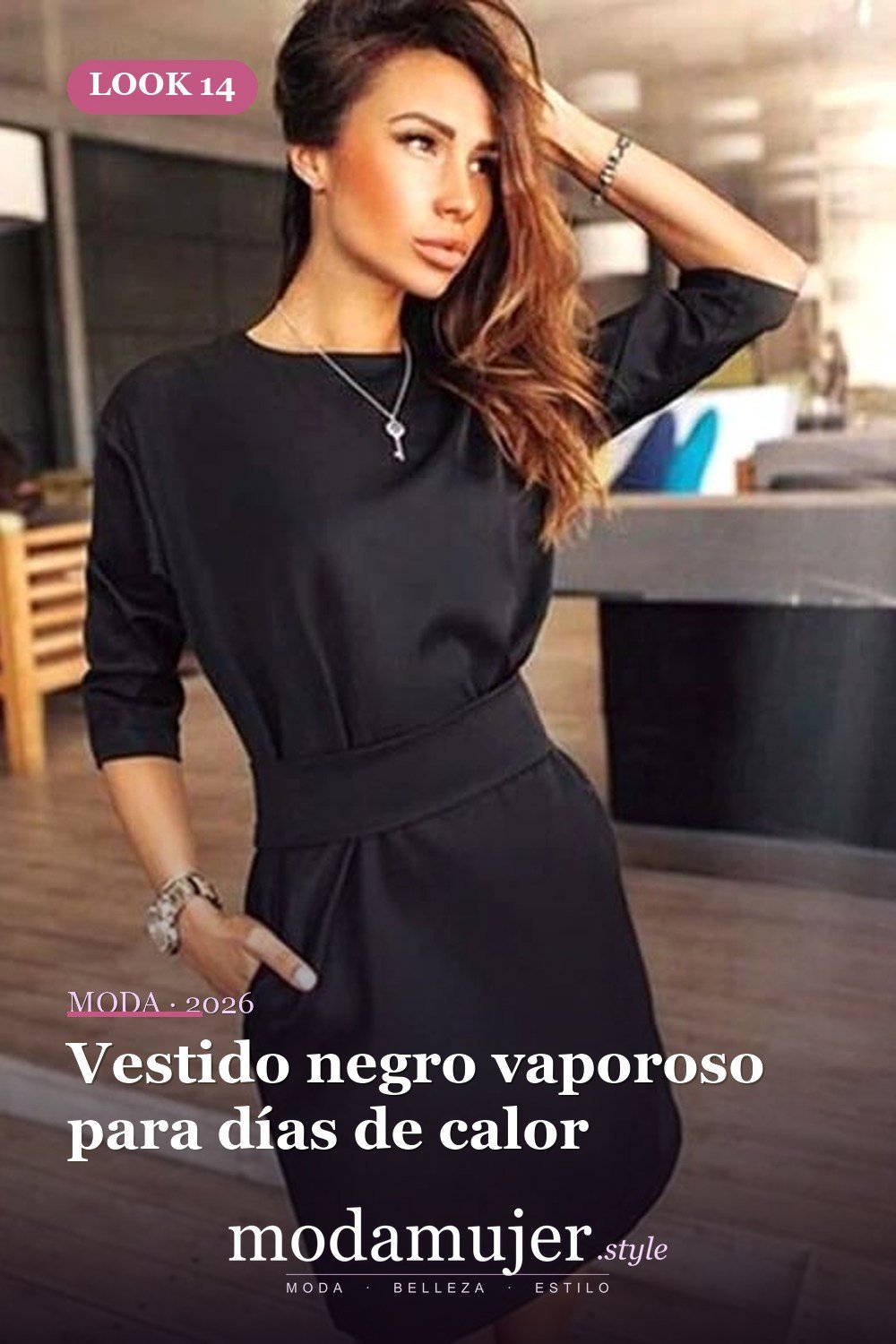 Vestido negro vaporoso para días de calor — 25 ideas de trajes casuales de verano negro