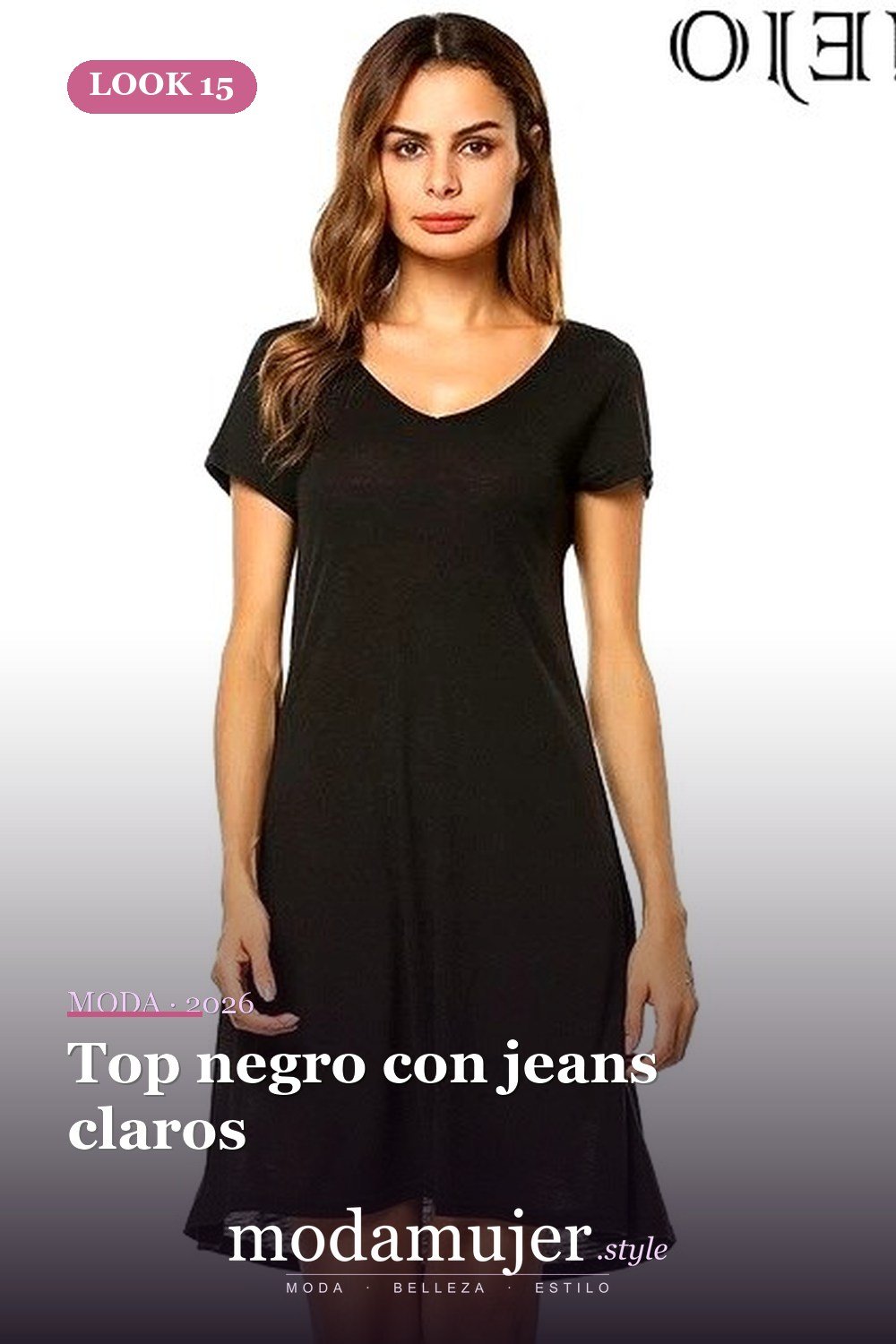 Top negro con jeans claros — 25 ideas de trajes casuales de verano negro