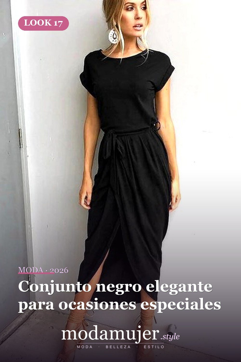 Conjunto negro elegante para ocasiones especiales — 25 ideas de trajes casuales de verano negro