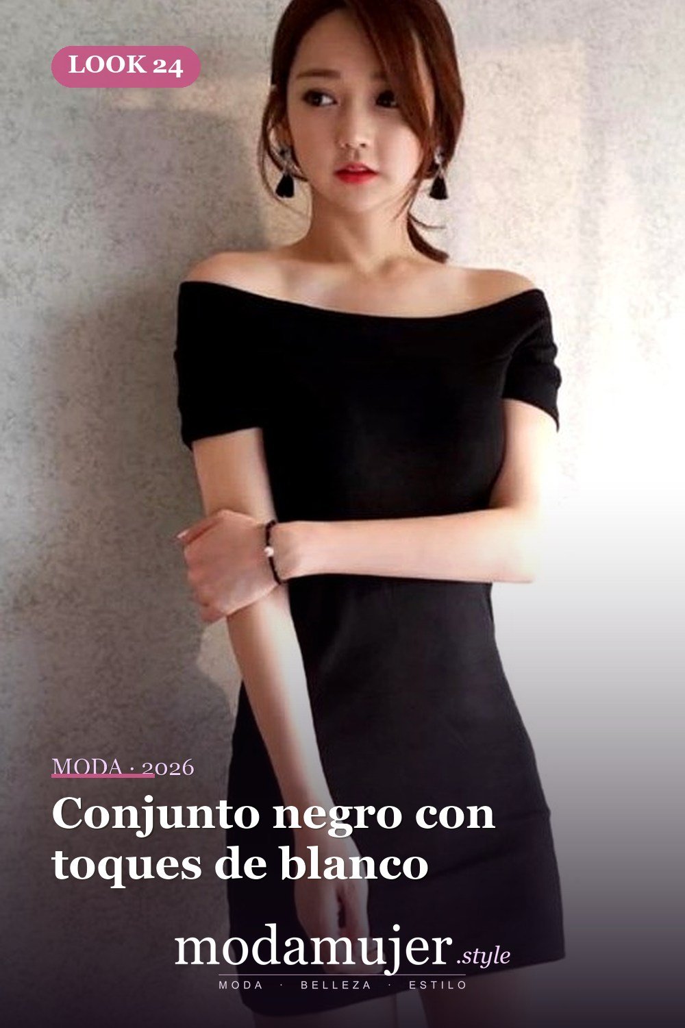 Conjunto negro con toques de blanco — 25 ideas de trajes casuales de verano negro