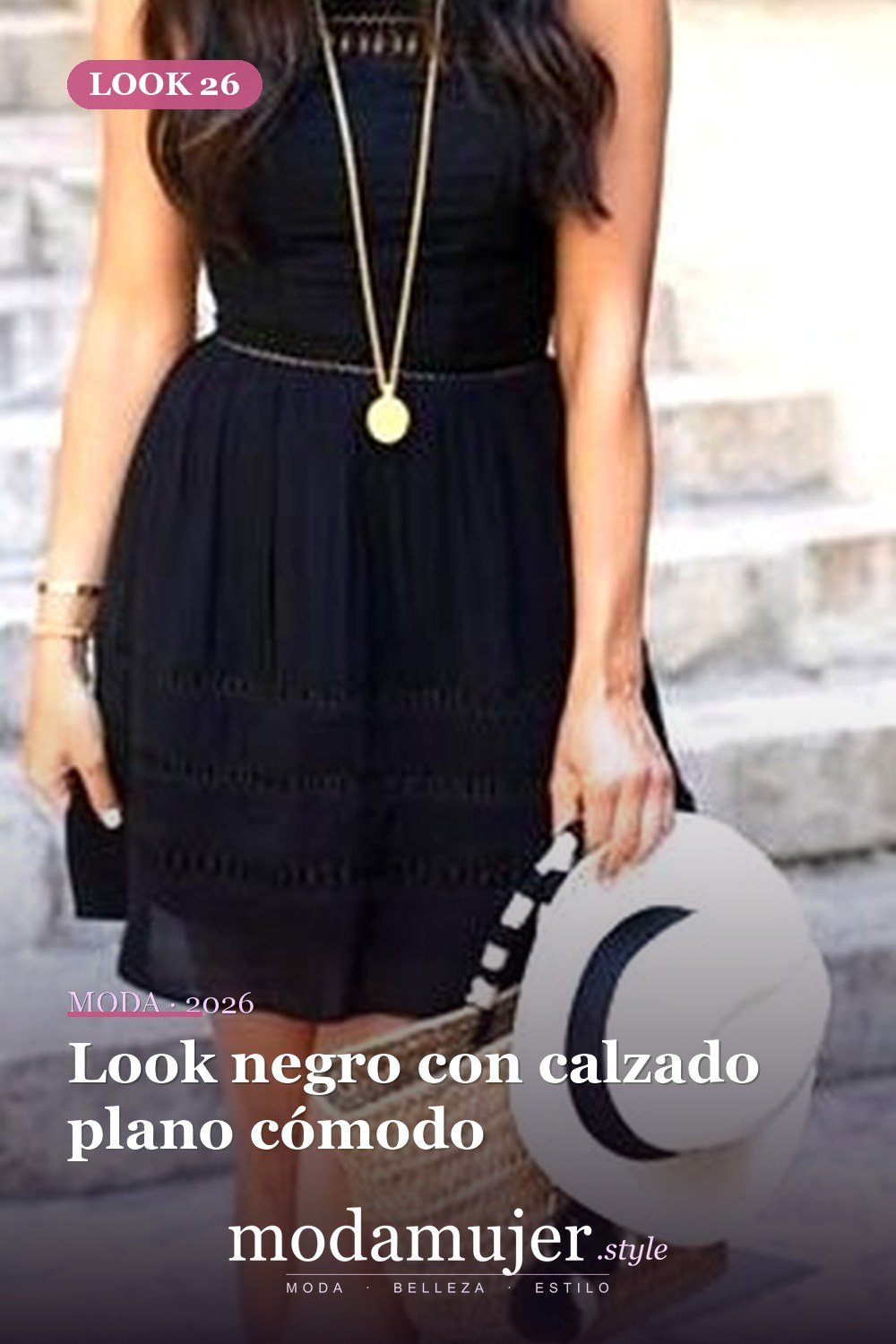 Look negro con calzado plano cómodo — 25 ideas de trajes casuales de verano negro