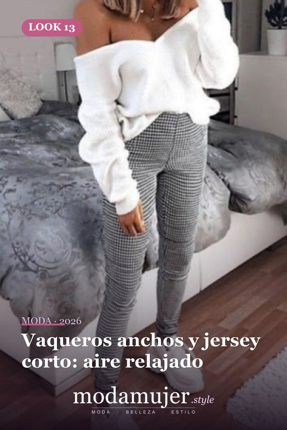 Vaqueros anchos y jersey corto: aire relajado — 26+ Mejores conjuntos casuales de invierno para mujer