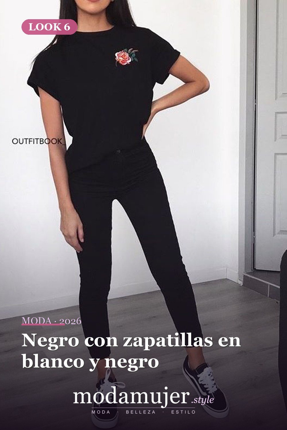 Negro con zapatillas en blanco y negro — 27 ideas elegantes para vestir con jeans negros
