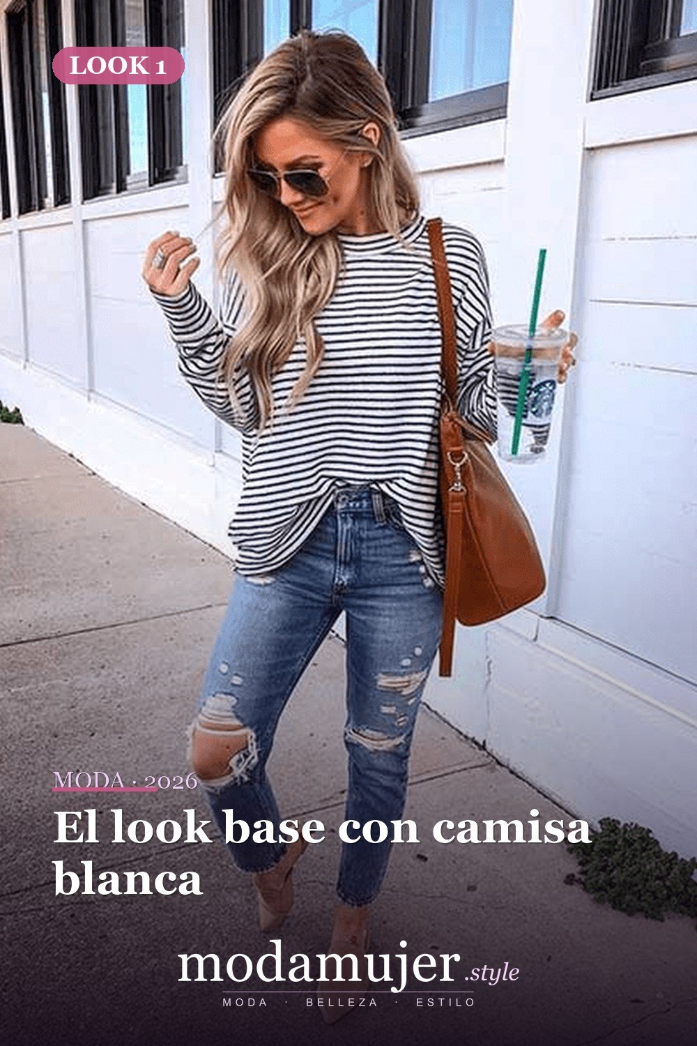 El look base con camisa blanca — 28 conjuntos de moda casual de primavera con jeans