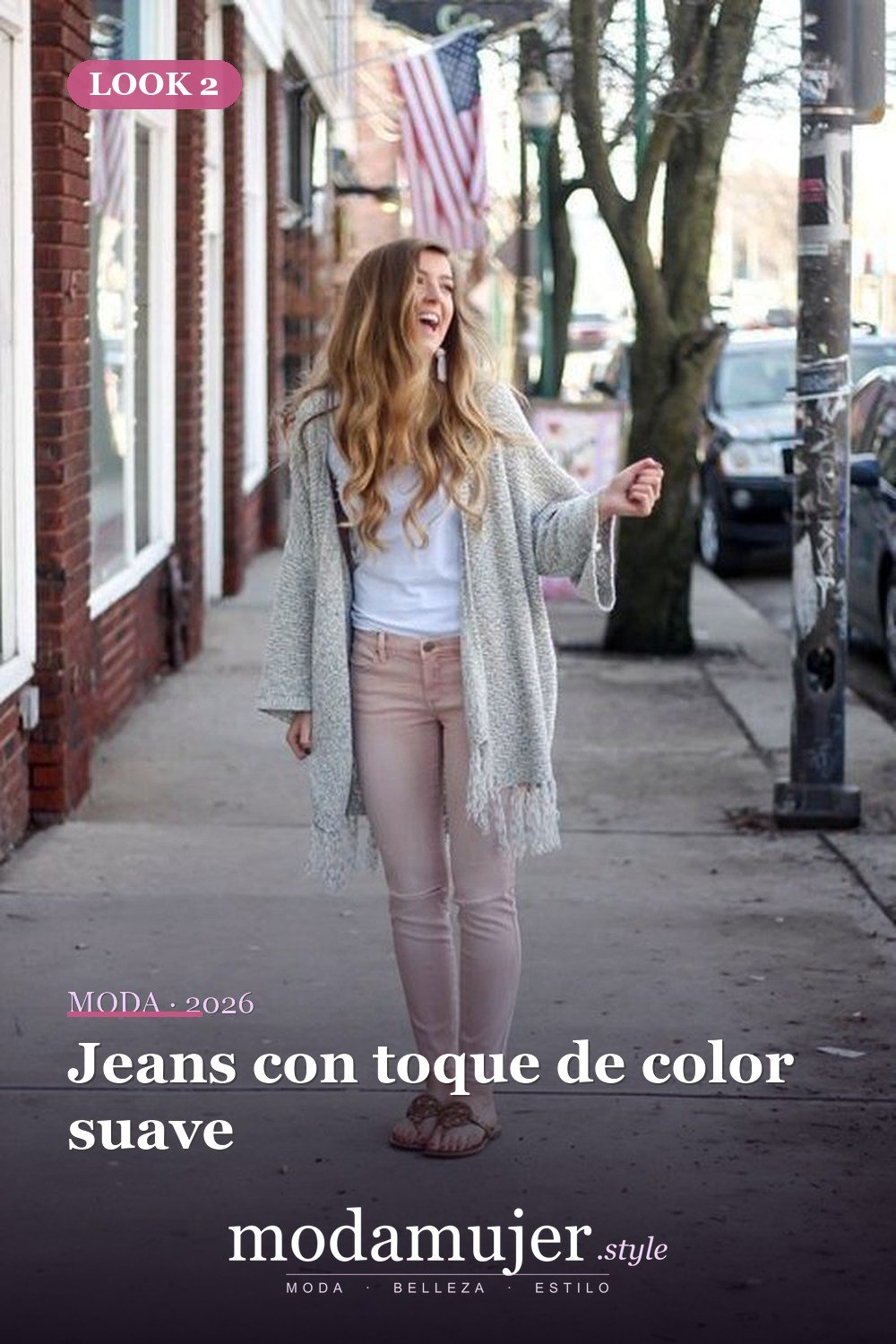 Jeans con toque de color suave — 28 conjuntos de moda casual de primavera con jeans
