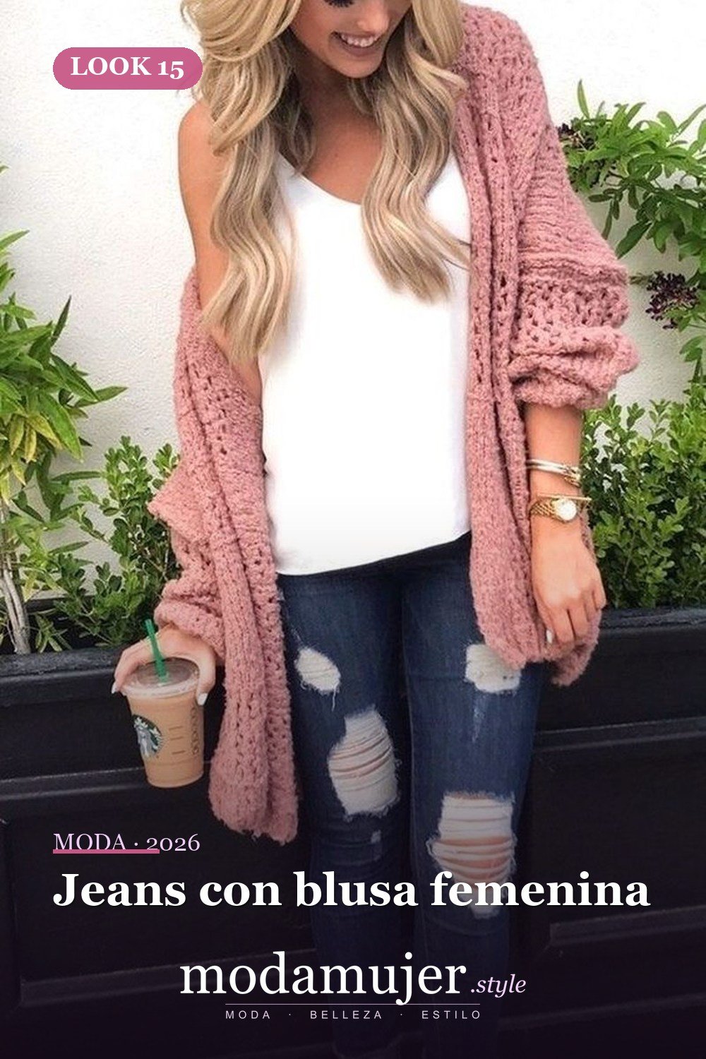 Jeans con blusa femenina — 28 conjuntos de moda casual de primavera con jeans