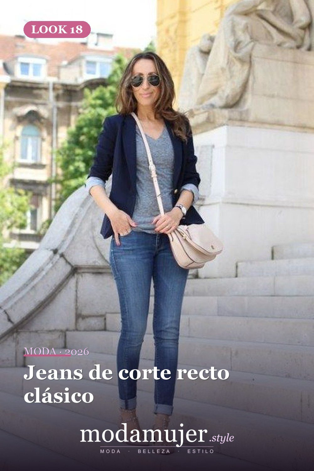 Jeans de corte recto clásico — 28 conjuntos de moda casual de primavera con jeans