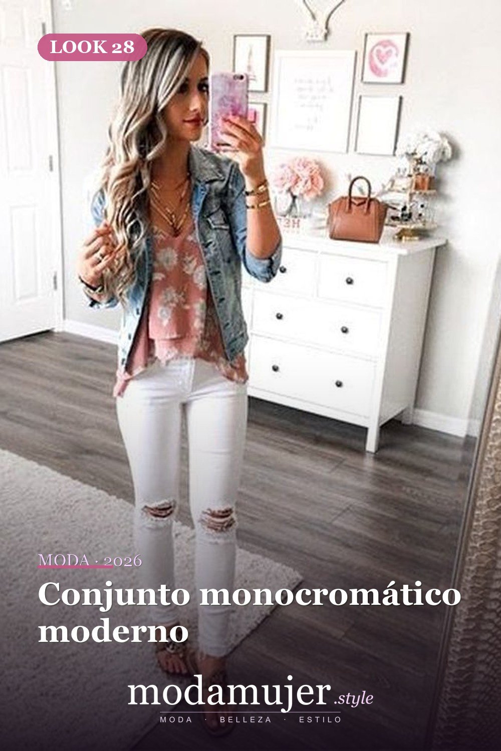 Conjunto monocromático moderno — 28 conjuntos de moda casual de primavera con jeans
