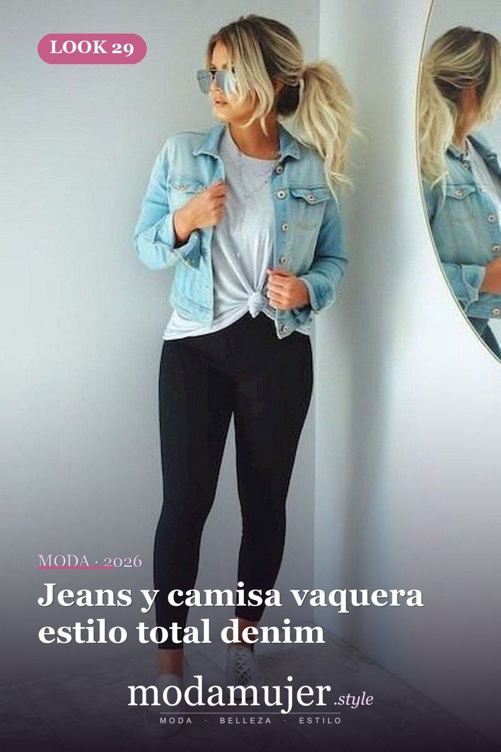 Jeans y camisa vaquera estilo total denim — 28 conjuntos de moda casual de primavera con jeans