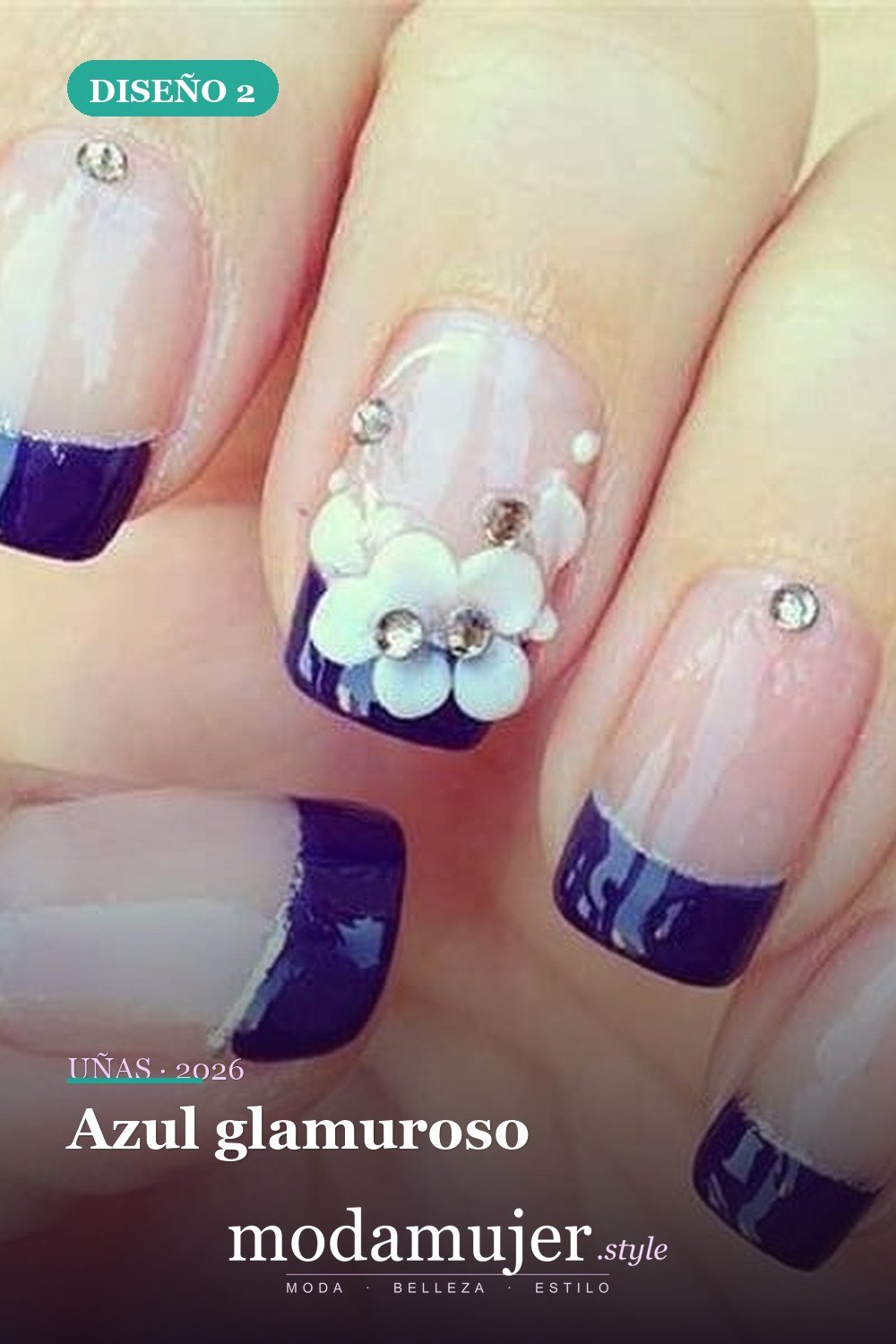 Azul glamuroso — 29 Adorables Diseños de Uñas Azules para 2026