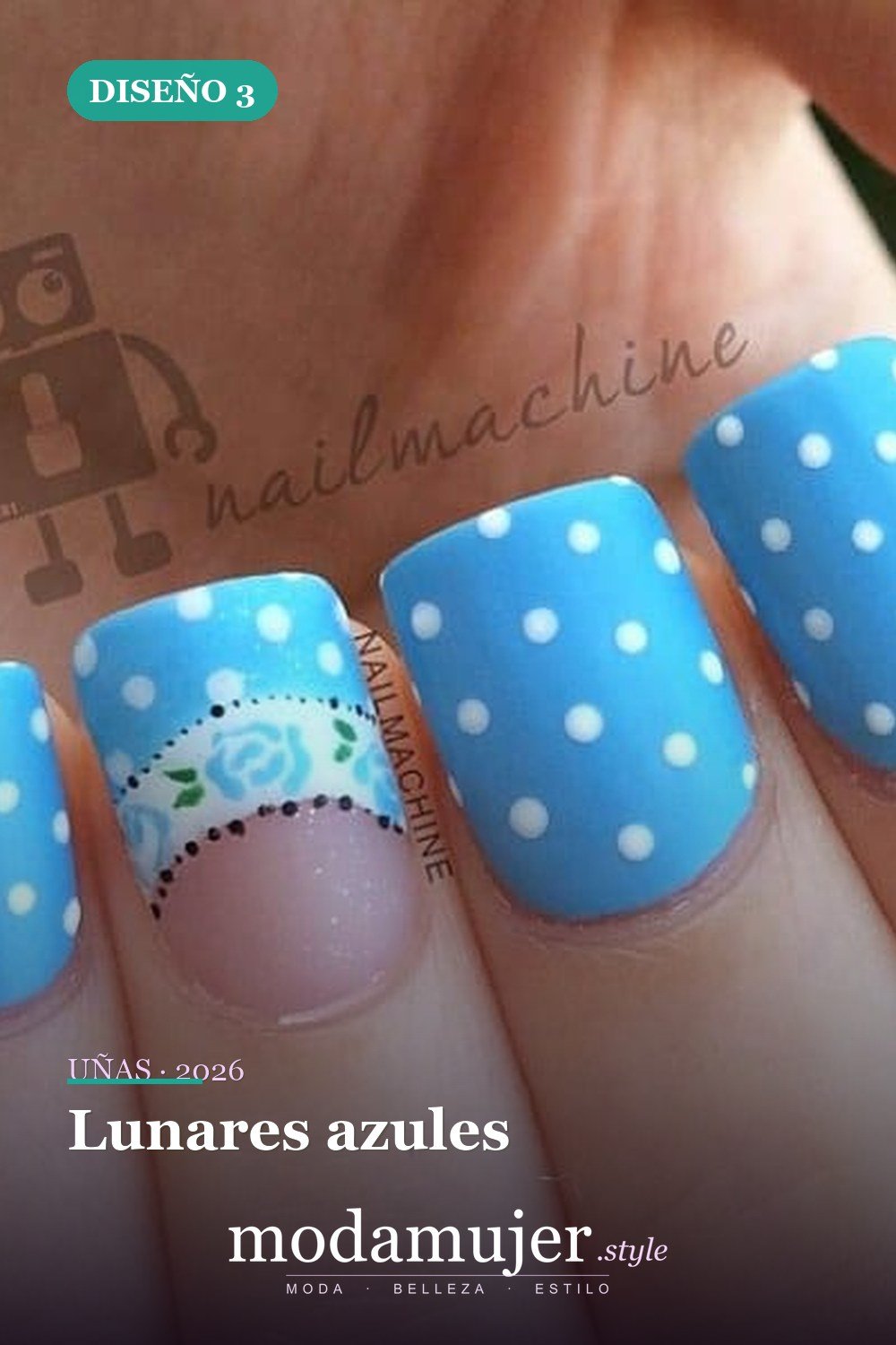 Lunares azules — 29 Adorables Diseños de Uñas Azules para 2026
