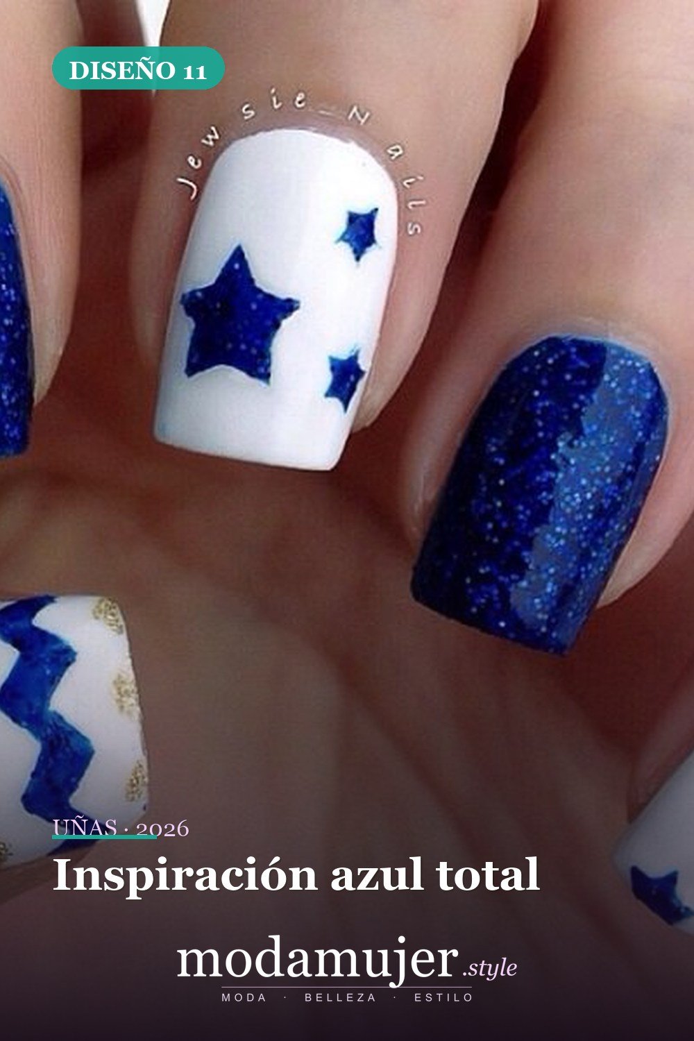 Inspiración azul total — 29 Adorables Diseños de Uñas Azules para 2026