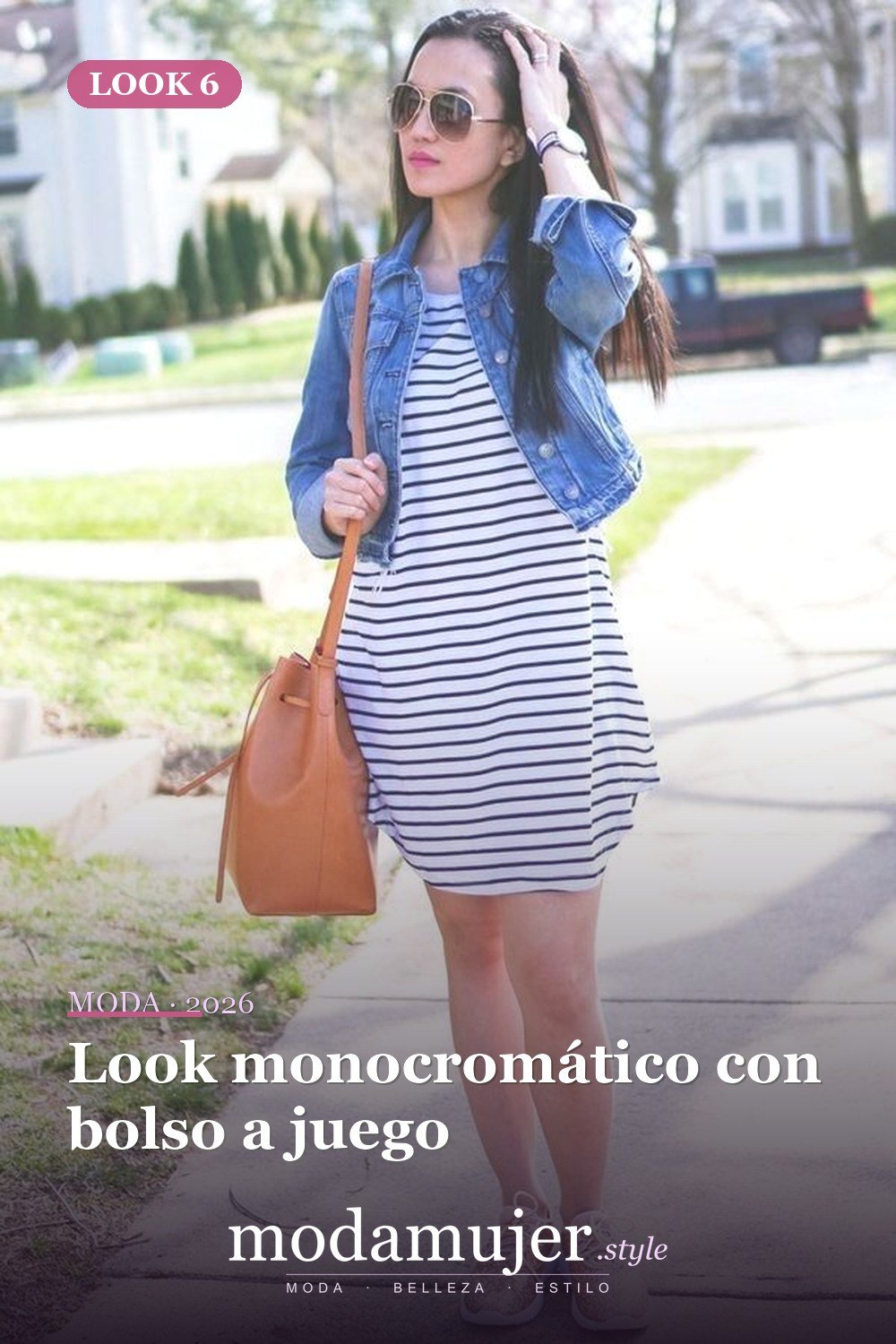 Look monocromático con bolso a juego — 29 ideas de atuendos de bolsos tipo cubo que toda chica debe probar