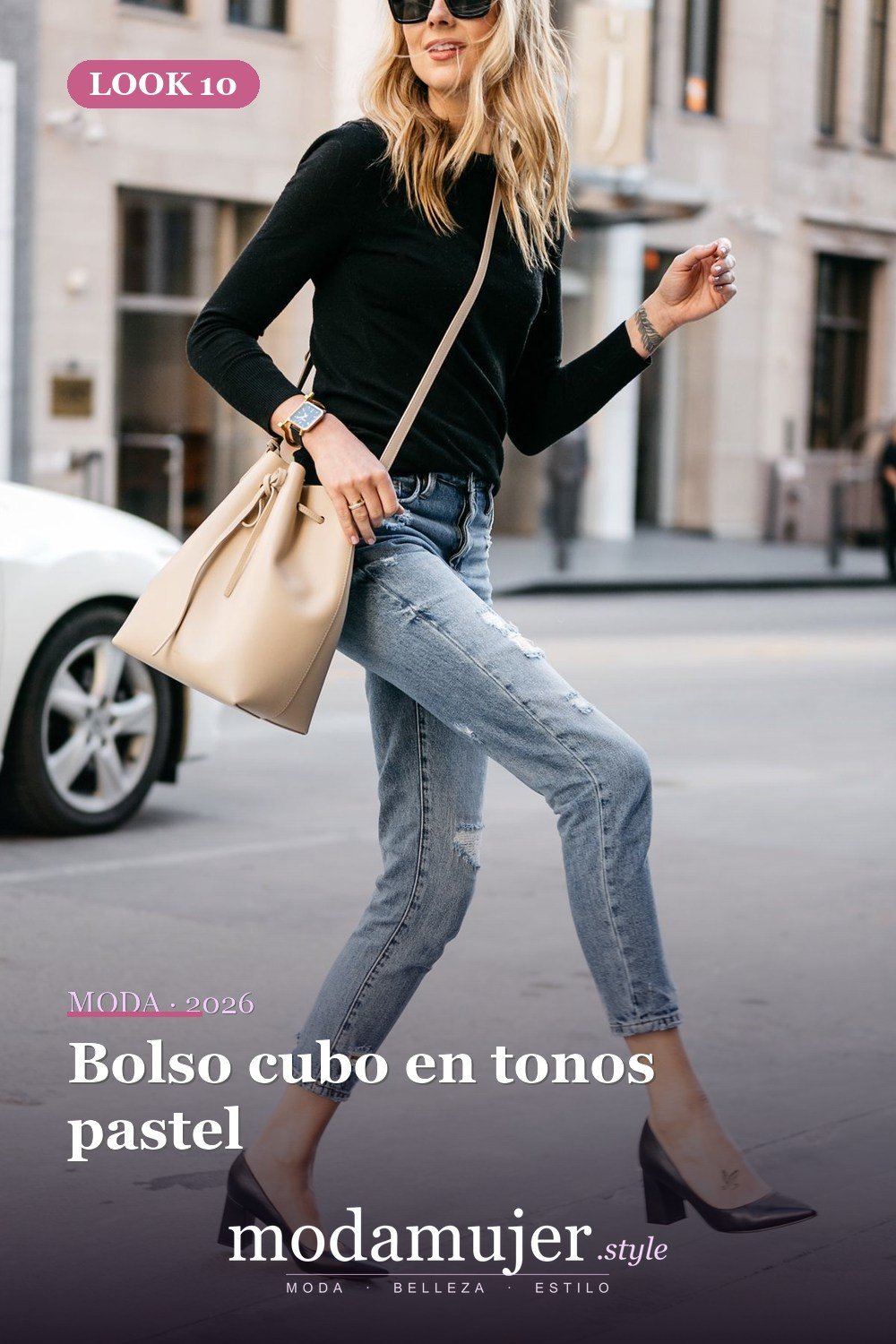 Bolso cubo en tonos pastel — 29 ideas de atuendos de bolsos tipo cubo que toda chica debe probar