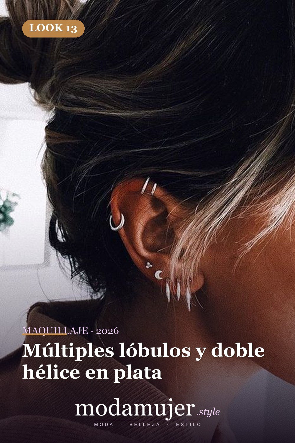 Múltiples lóbulos y doble hélice en plata — 3 tendencias actuales de perforación y 15 ejemplos