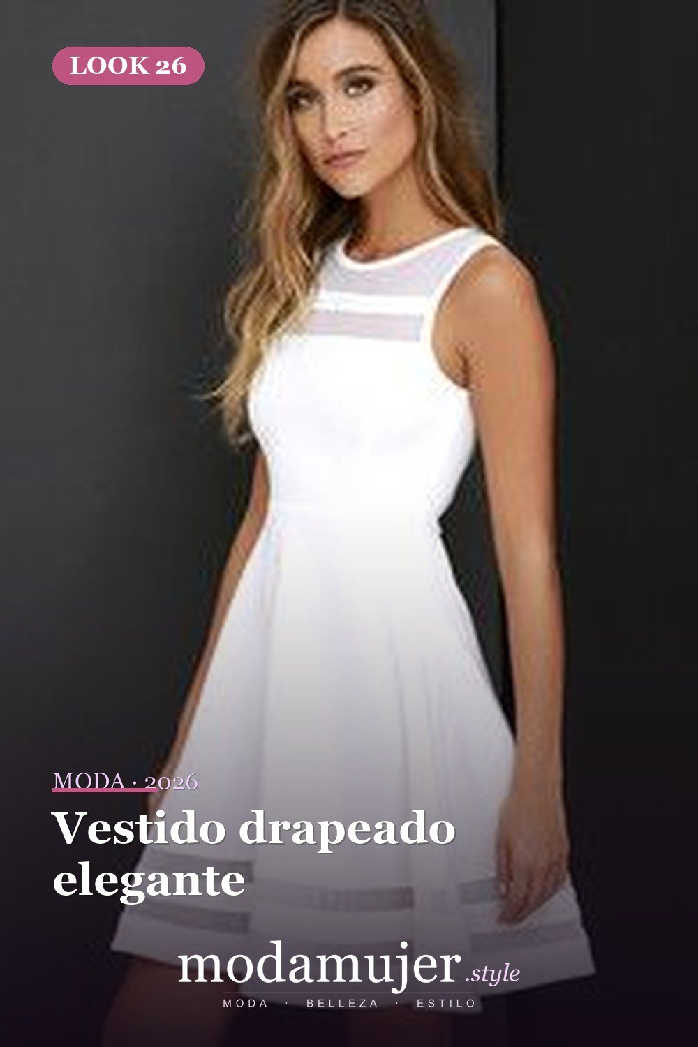 Vestido drapeado elegante — 30 diseños de vestidos de graduación blancos para chicas con estilo