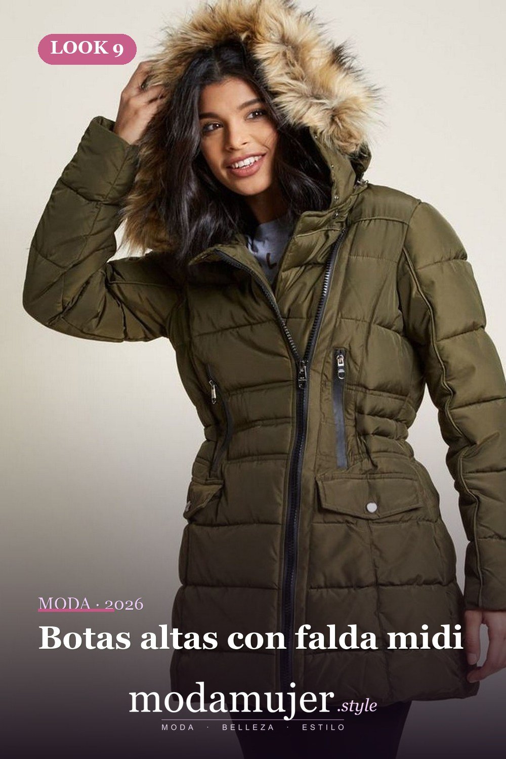 Botas altas con falda midi — 30 ideas de moda urbana de invierno para mujer en 2026