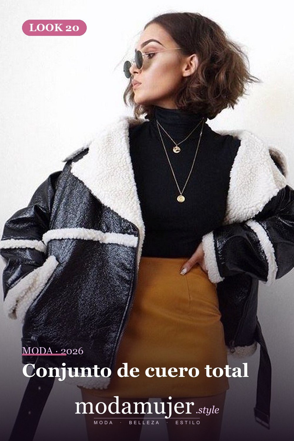 Conjunto de cuero total — 30 ideas de moda urbana de invierno para mujer en 2026