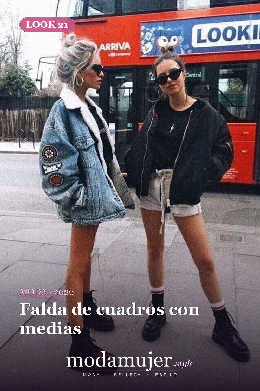 Falda de cuadros con medias — 30 ideas de moda urbana de invierno para mujer en 2026