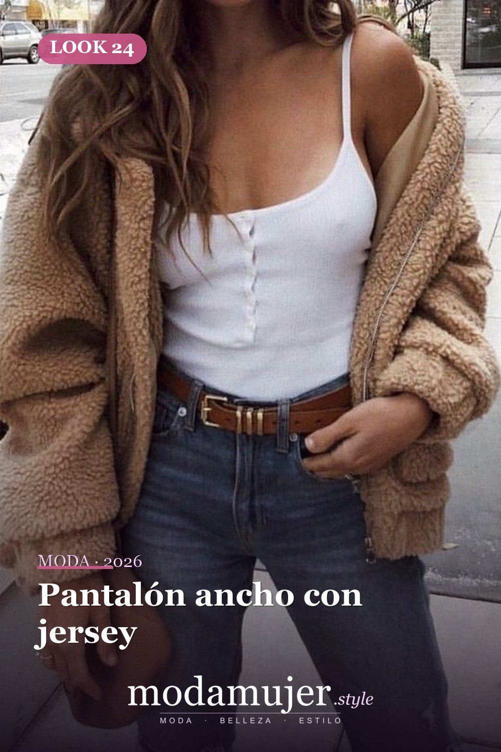 Pantalón ancho con jersey — 30 ideas de moda urbana de invierno para mujer en 2026