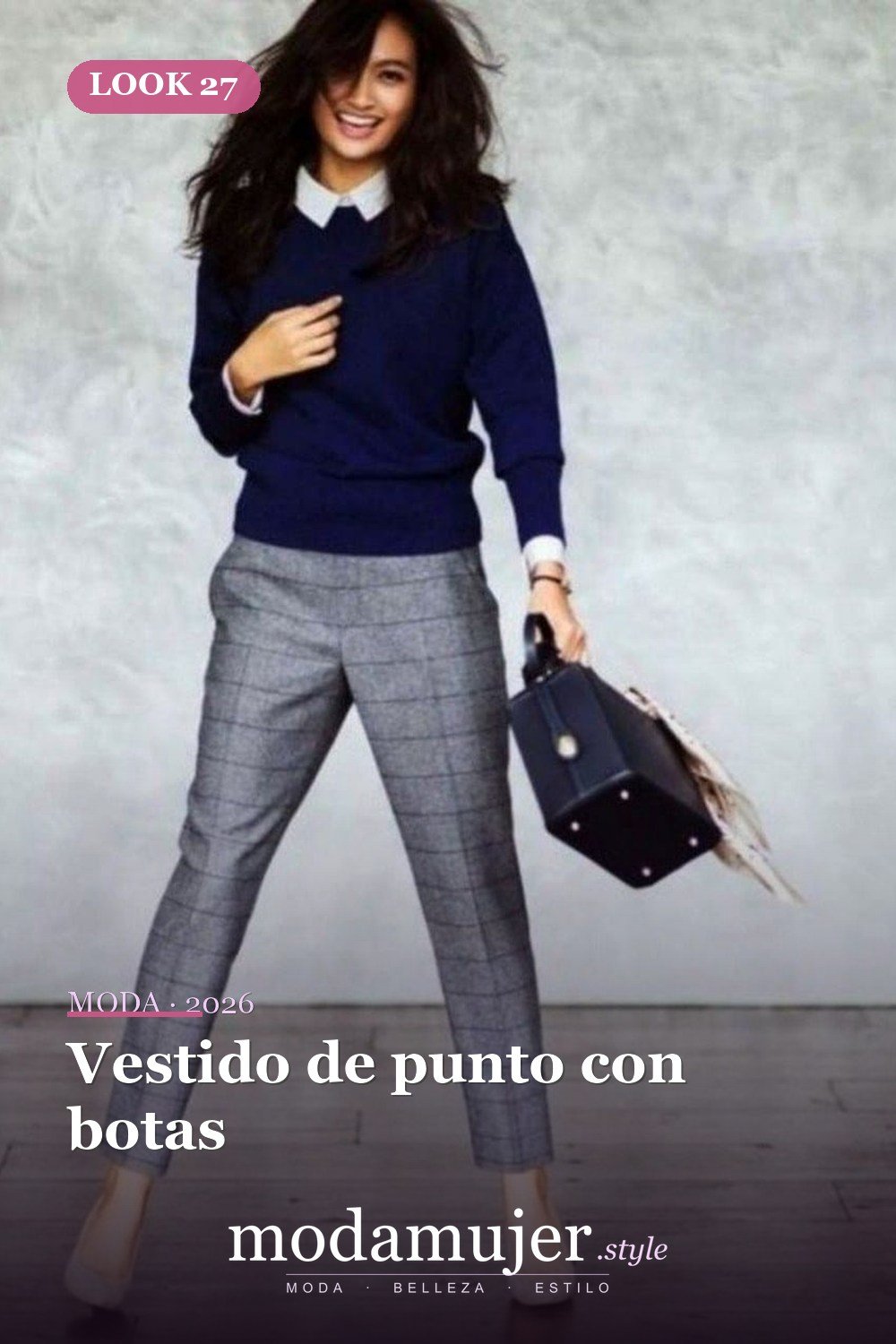 Vestido de punto con botas — 30 ideas de moda urbana de invierno para mujer en 2026