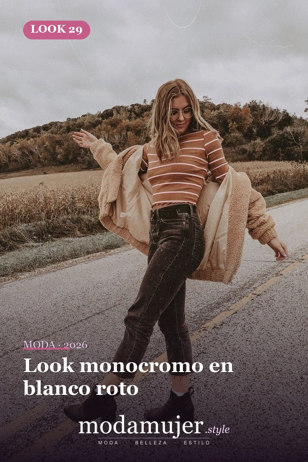 Look monocromo en blanco roto — 30 ideas de moda urbana de invierno para mujer en 2026