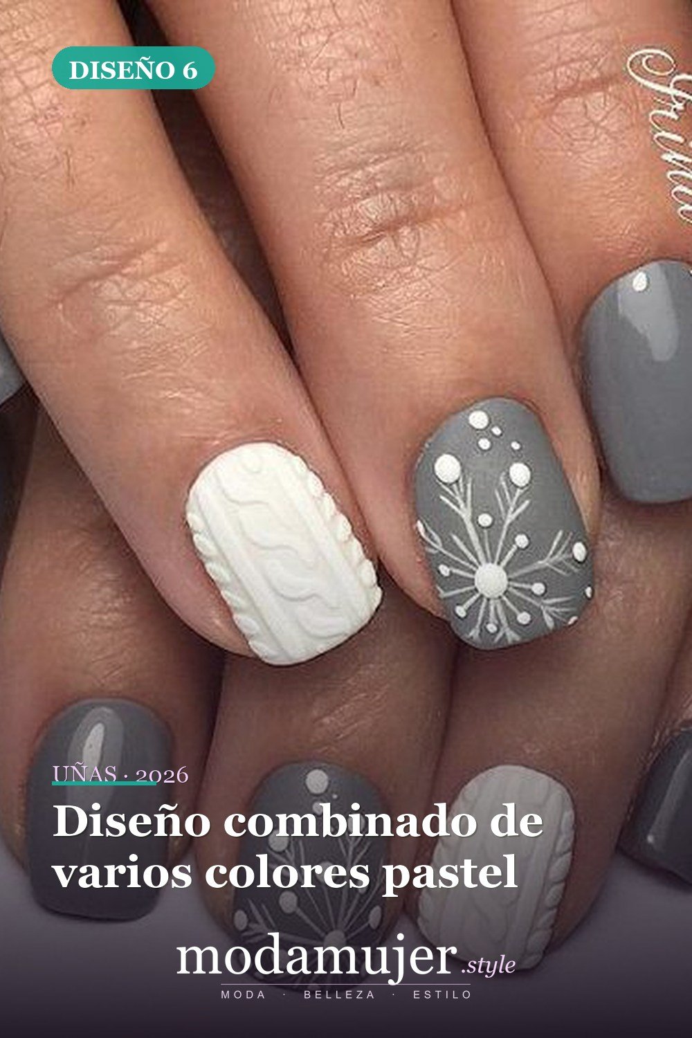 Diseño combinado de varios colores pastel — 30 ideas de nail art fáciles para 2026: diseños de uñas para principiantes