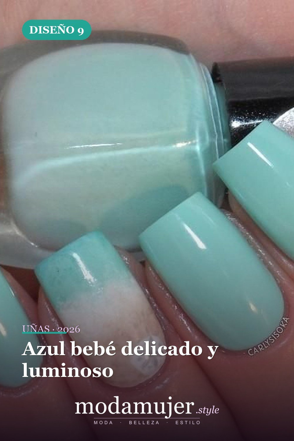Azul bebé delicado y luminoso — 30 ideas de nail art fáciles para 2026: diseños de uñas para principiantes