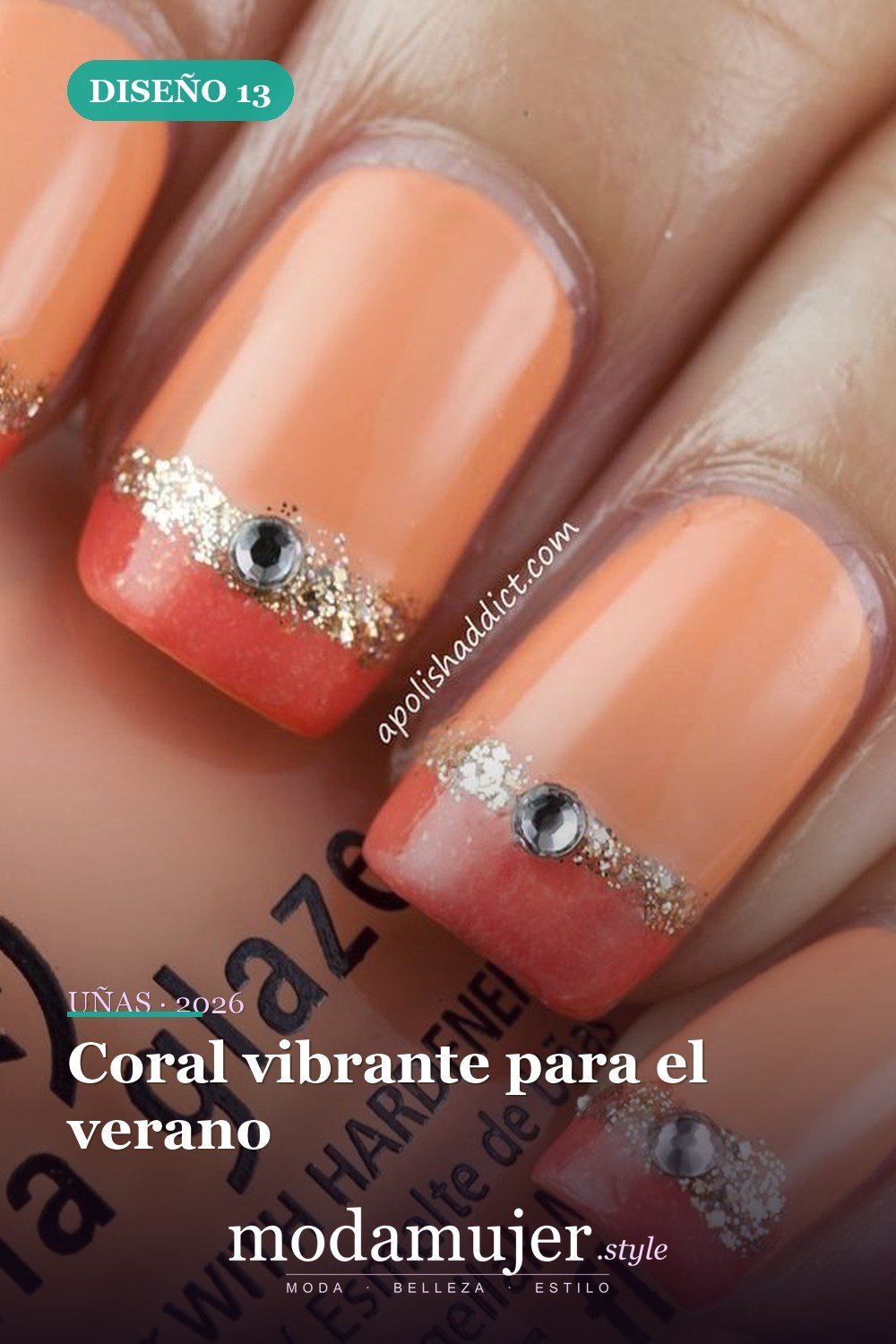 Coral vibrante para el verano — 30 ideas de nail art fáciles para 2026: diseños de uñas para principiantes