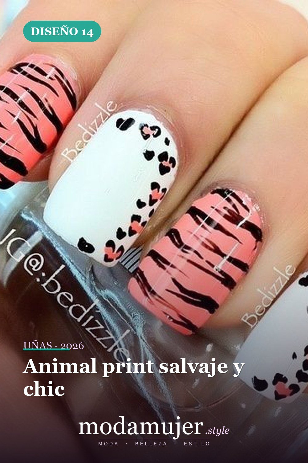 Animal print salvaje y chic — 30 ideas de nail art fáciles para 2026: diseños de uñas para principiantes