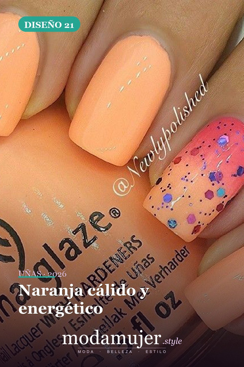 Naranja cálido y energético — 30 ideas de nail art fáciles para 2026: diseños de uñas para principiantes