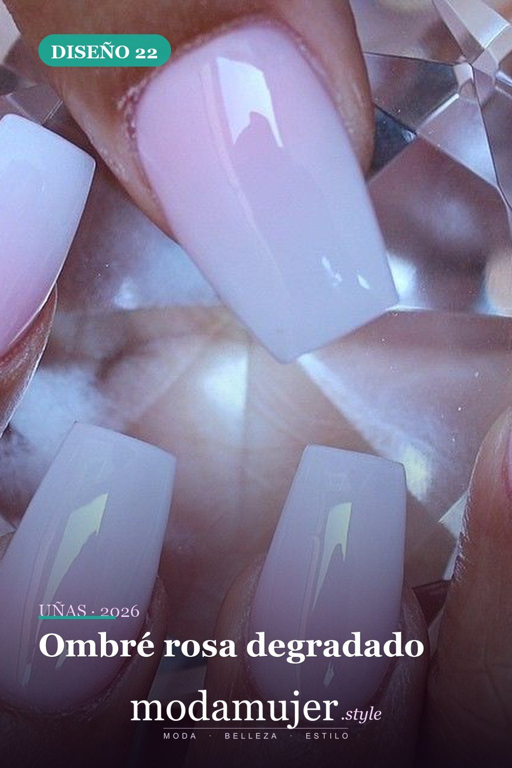 Ombré rosa degradado — 30 ideas de nail art fáciles para 2026: diseños de uñas para principiantes