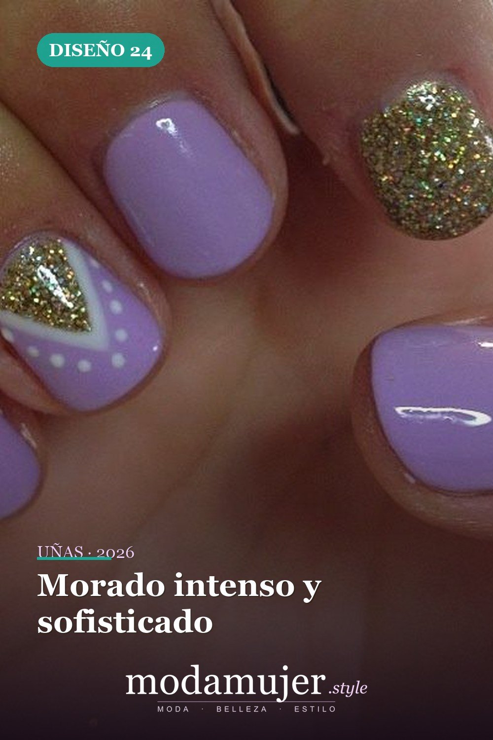 Morado intenso y sofisticado — 30 ideas de nail art fáciles para 2026: diseños de uñas para principiantes