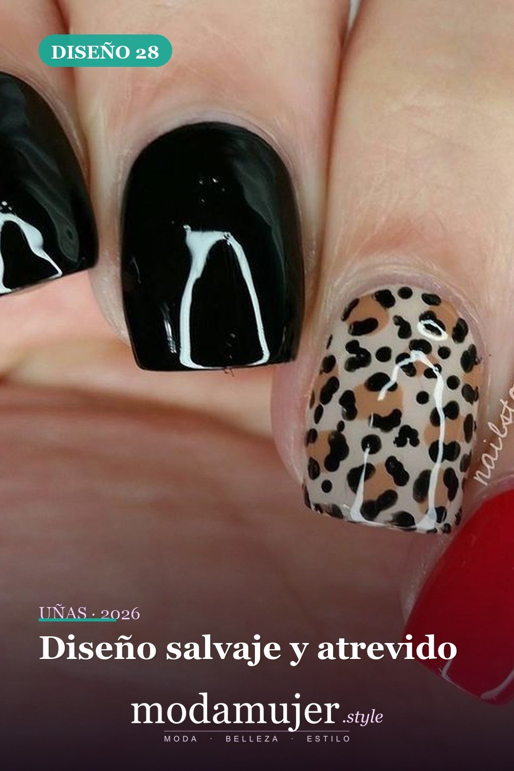 Diseño salvaje y atrevido — 30 ideas de nail art fáciles para 2026: diseños de uñas para principiantes