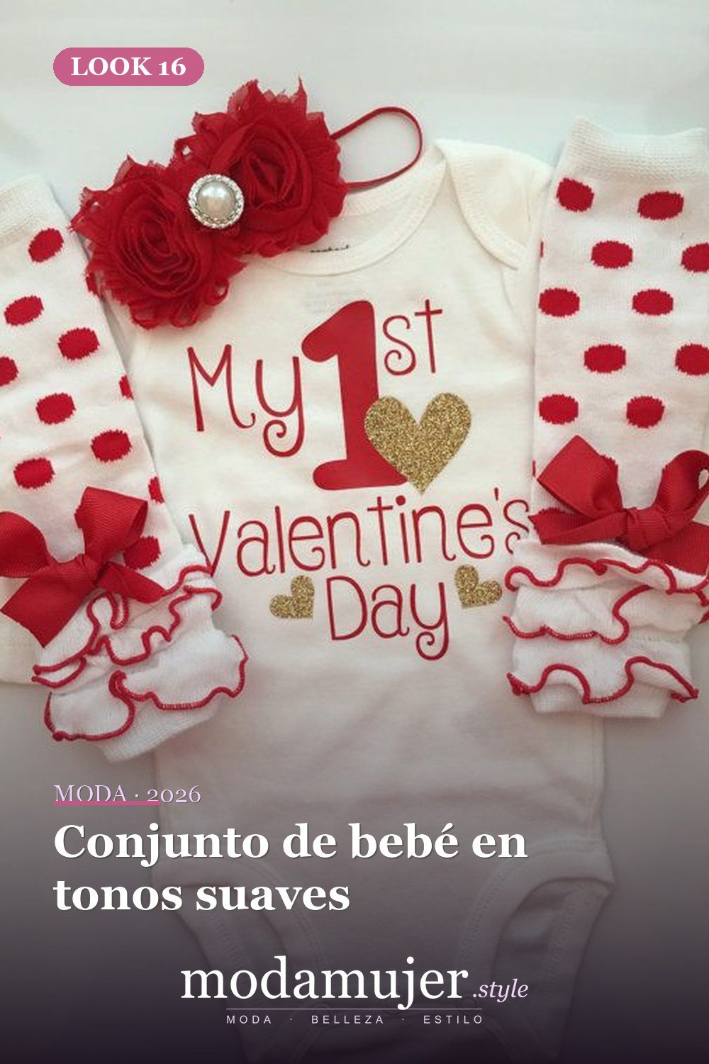 Conjunto de bebé en tonos suaves — 30 ideas encantadoras de trajes de San Valentín para damas y niños