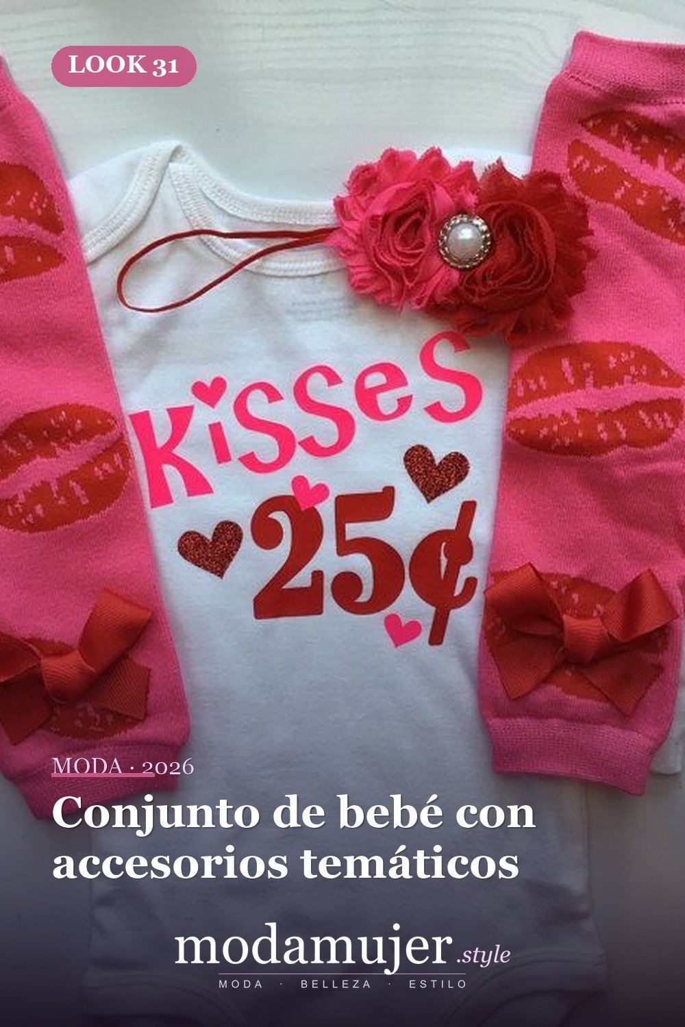 Conjunto de bebé con accesorios temáticos — 30 ideas encantadoras de trajes de San Valentín para damas y niños