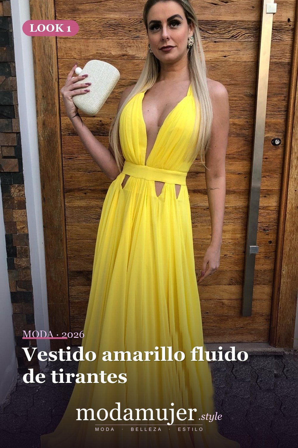 Vestido amarillo fluido de tirantes — 30 largos vestidos amarillos cómodos para esta primavera
