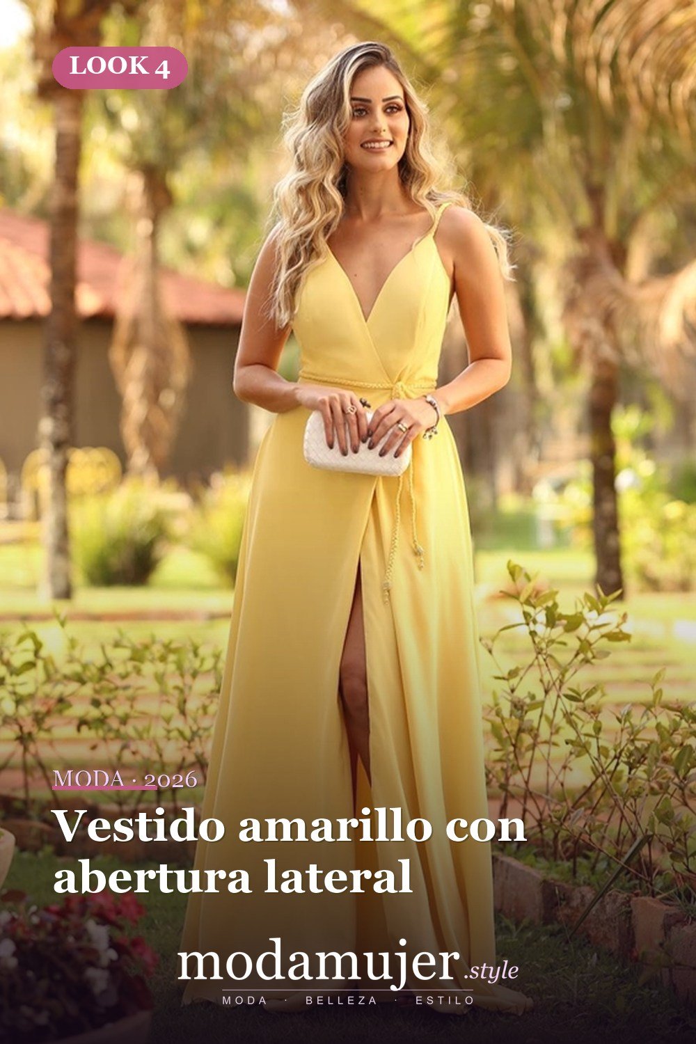 Vestido amarillo con abertura lateral — 30 largos vestidos amarillos cómodos para esta primavera