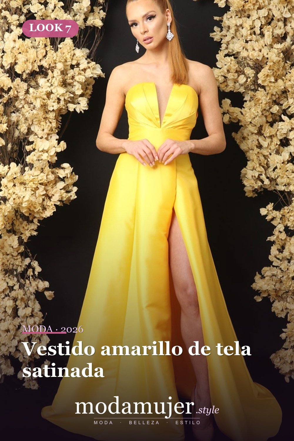 Vestido amarillo de tela satinada — 30 largos vestidos amarillos cómodos para esta primavera