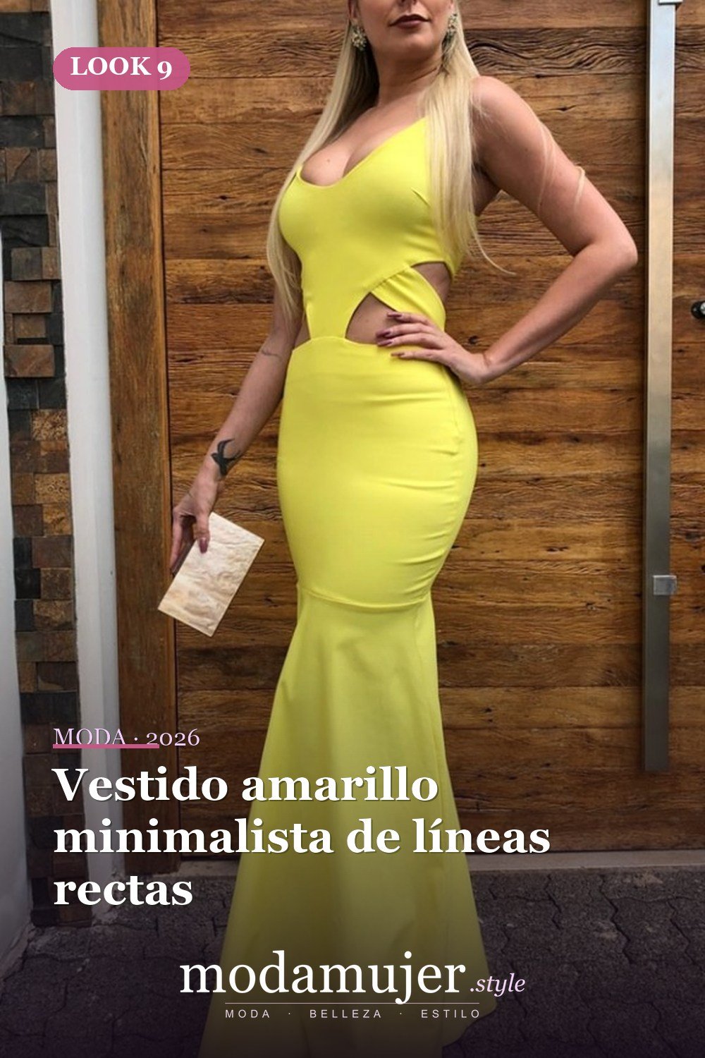 Vestido amarillo minimalista de líneas rectas — 30 largos vestidos amarillos cómodos para esta primavera