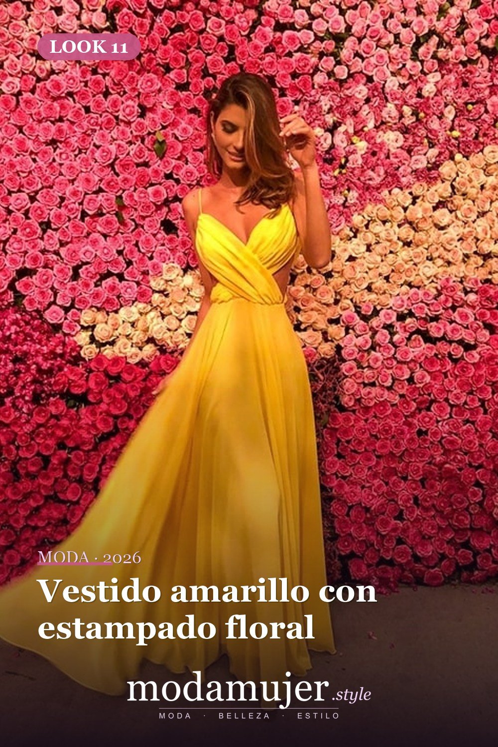 Vestido amarillo con estampado floral — 30 largos vestidos amarillos cómodos para esta primavera