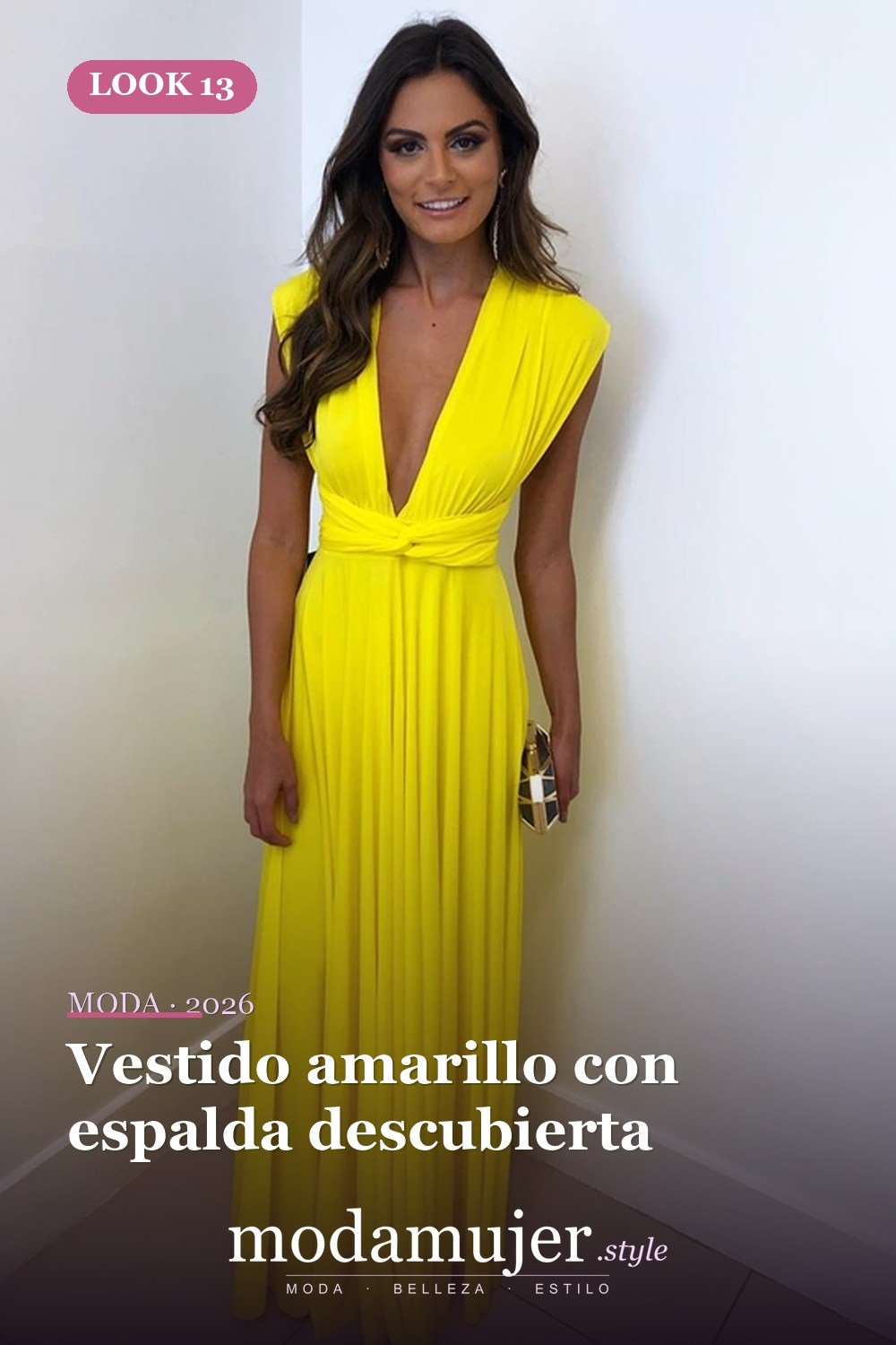 Vestido amarillo con espalda descubierta — 30 largos vestidos amarillos cómodos para esta primavera