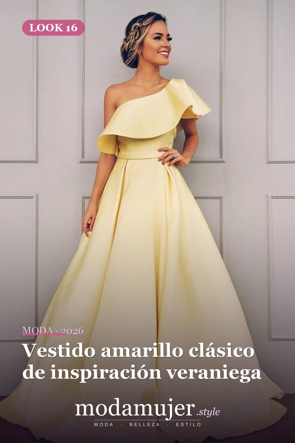 Vestido amarillo clásico de inspiración veraniega — 30 largos vestidos amarillos cómodos para esta primavera