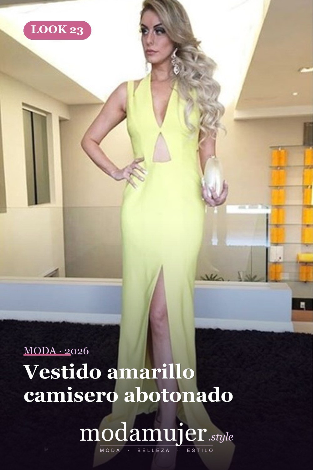 Vestido amarillo camisero abotonado — 30 largos vestidos amarillos cómodos para esta primavera