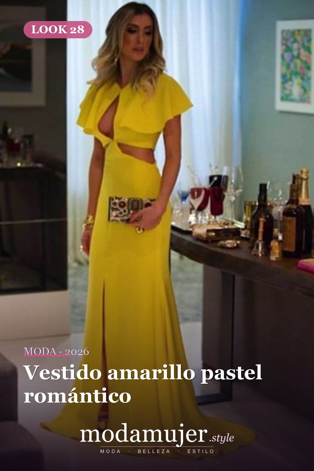 Vestido amarillo pastel romántico — 30 largos vestidos amarillos cómodos para esta primavera