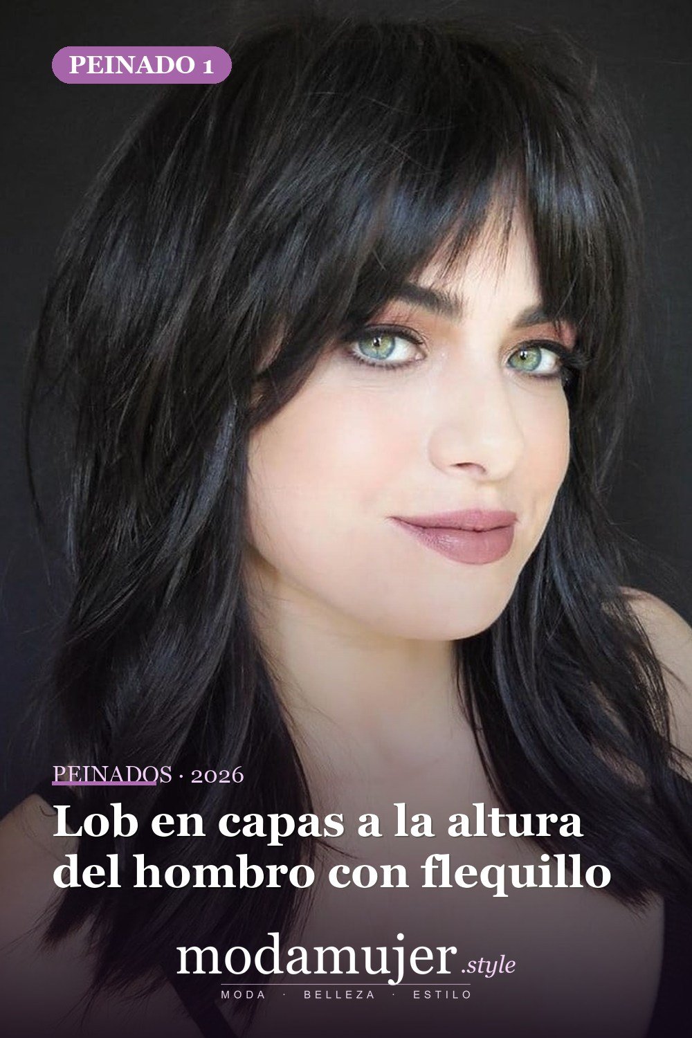 Lob en capas a la altura del hombro con flequillo — 30 mejores estilos de cabello de longitud media con flequillo