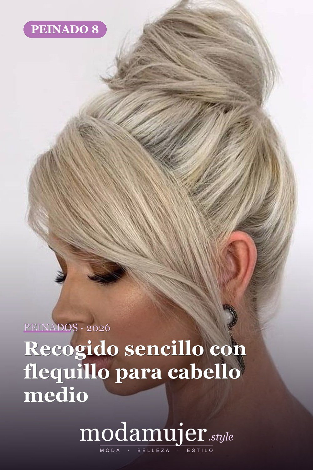 Recogido sencillo con flequillo para cabello medio — 30 mejores estilos de cabello de longitud media con flequillo