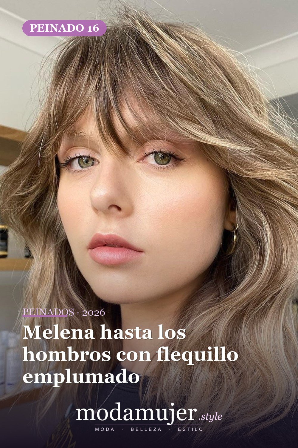 Melena hasta los hombros con flequillo emplumado — 30 mejores estilos de cabello de longitud media con flequillo